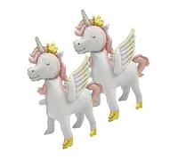 Risipu Pack of 2 3D Unicorn Balloons, Aluminum Foil Balloon Set, Walking Unicorn Decorations, Children's Birthday Decorations (2PCS - Matte Pink Unicorn)