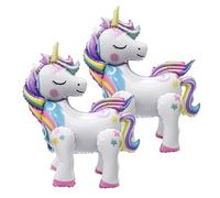 Risipu Pack of 2 3D Unicorn Balloons, Aluminum Foil Balloon Set, Walking Unicorn Decorations, Children's Birthday Decorations