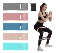 Risipu Resistance Bands Set of 5 - Skin-Friendly Fabric Exercise Band with 5 Different Resistance Levels, Ideal for Home Gym, Yoga, Strength Training & Glutes - Non-Slip with Carrying Bag Included