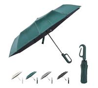 Risipu Ring Buckle Umbrella,Compact Folding Travel Umbrella for Rain & Sun, Automatic Open Close,10 Ribs, Portable Umbrellas for Men and Women (Green, 23")