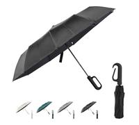 Risipu Ring Buckle Umbrella,Compact Folding Travel Umbrella for Rain & Sun, Automatic Open Close,10 Ribs, Portable Umbrellas for Men and Women (Black, 27")