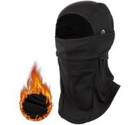 Risipu Winter Face Mask with Glasses Holes Outdoor Sports Full Face Cover Ski Mask Warm Fleece Balaclava for Adult Skiing Motorcycle Wind Sun UV Protection Black