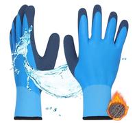 Risipu Winter Waterproof Thermal Work Gloves with Warm Liner Superior Grip Non-Slip Double Latex Coated Gloves for Garden Warehousing Logistics in Cold Weather Outdoor Activities