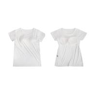 Risipu Women Built in Bra top T-Shirt Short Sleeve | Vest Tops Women UK | Supportive Yoga Shirt | Breathable Cotton | Gym to Street Style (UK, Alpha, XL, Regular, Regular, White)