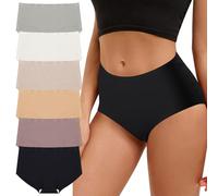 Risipu Women's Mid Waisted Seamless Underwear Full Coverage Brief Ladies No Show Panties Sexy Comfortable Lingerie (UK, Alpha, M, Regular, Regular, 6 Color Packs)