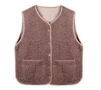 Risipu Women's Sherpa Vest Casual Warm Fuzzy Faux Shearling Vest Sleeveless Fleece Jacket Pockets Teddy Coat Gilet for Winter