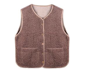 Risipu Women's Sherpa Vest Casual Warm Fuzzy Faux Shearling Vest Sleeveless Fleece Jacket Pockets Teddy Coat Gilet for Winter
