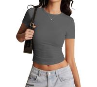Risipu Women's Short Sleeve T-Shirts Crew Neck Slim Fit Tops Sexy Basic Tee Y2k Clothes 2026 (UK, Alpha, S, Regular, Regular, Darkgray)