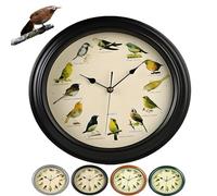 Risitei Grishay Birdsong Timepiece, Bird Clock That Sings on Hour, Musical Wall Clock, Vintage Birds Clock, Clock with Bird Decor, Bird House Wall Clock for Home Office(Black,13in)