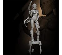 Risjc 1/24 75mm Fantasy Planet Female Warrior Resin Model Miniature Kit, Unassembled and Unpainted Die Cast Soldier Components /A865n