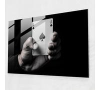 Risk Glass Wall Art - Gamble, Risk And Uncertainty, Minimalist Black And White Photograph, Modern Art, 28" x 20"