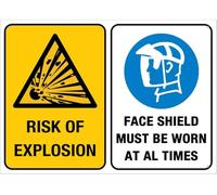 Risk Of Explosion Face Shield Must Be Worn At Al Times Warning Tin Sign Home Kitchen Farm Garden Garage Wall Decor 12X8Inch