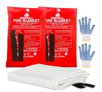 RiskBull Emergency Fire Blanket for Home and Kitchen - 2 Pack 40"x40" Flame Suppression Fiberglass Fire Blankets for House Camping Car Office Warehouse Emergency Survival Safety