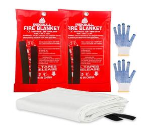 RiskBull Emergency Fire Blanket for Home and Kitchen - 2 Pack 40"x40" Flame Suppression Fiberglass Fire Blankets for House Camping Car Office Warehouse Emergency Survival Safety