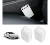 Rislobx 2 Pack Silicone Seat Belt Buckle Cover for Tesla Model 3 Model Y (White)