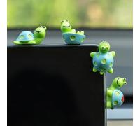 Rislobx 4PCS Tortoise Car Dashboard Decorations, Mini Turtle Decor Cute Car Accessories Car Screen Door Rear View Mirror Ornament Interior Decor for Home Office