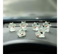Rislobx 6PCS Cute Cow Car Dash Decorations, Glowing Car Door Rear View Mirror Ornament, Transparent Resin Material, General Occasion