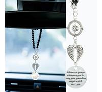 Rislobx Angel Wings Car Charm, Car Rear View Mirror Hanging Ornament, Metal Angel Wings Pendant Mirror Hanger Decor for Lover Family Christian Gifts (Style B)