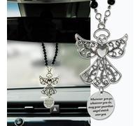 Rislobx Angel Wings Hanging Ornaments for Car Rear View Mirror, Metal Guardian Angel Wings Car Charm Pendant Rear View Mirror Hanger Decor for Lover Family Christian Gifts