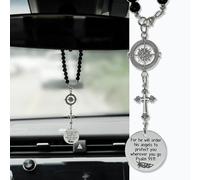Rislobx Cross Hanging Ornaments for Car Rear View Mirror, Metal Cross Car Charm Pendant Rear View Mirror Hanger Decor for Lover Family Christian Gifts