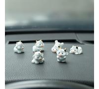 Rislobx Cute Cow Car Dashboard Decor - 6PCS Cute Cow Dash Decorations for Home Office