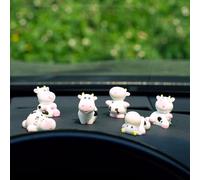 Rislobx Cute Cow Car Dashboard Decor, 6PCS Fun Cow Rear View Mirror Ornament Car Interior Accessories Decor for Women Men (Pink Cow)