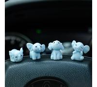 Rislobx Mini Resin Elephants Car Dashboard Decorations, 4PCS Cute Elephant Rear View Mirror Screen Ornament Interior Accessories for Home Office