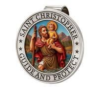 Rislobx St Christopher Medal for Car, Colorful Saint Christopher Visor Clip, Talisman for Safety, Christian Car Accessories, Gift for Drivers, Parent, Friends, Families