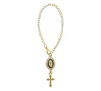 Rislobx Steering Wheel Catholic Charm Accessories, Virgin Mary Hanging Pendant, Steering Wheel Accessory with Virgin Mary Charm and Cross, Catholic Car Decor for Men Women (Green)