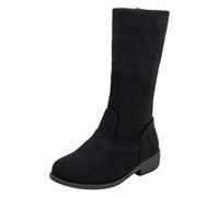 rismart Girl Velvet Calf High Boots Side Zip Winter Tall Stylish Boots, Black, 10.5