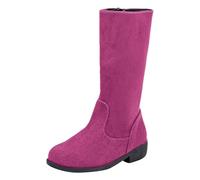 rismart Girl Velvet Calf High Boots Side Zip Winter Tall Stylish Boots, Cherry, 9
