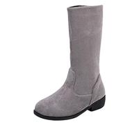 rismart Girl Velvet Calf High Boots Side Zip Winter Tall Stylish Boots, Grey, 11.5