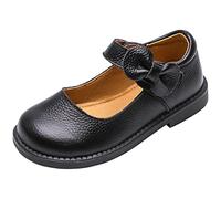 rismart Girls Leather Mary Jane Black School Uniform Shoes with Bow 10.5 Child UK