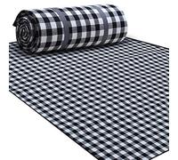 rismart Picnic Blanket Beach Mat Ground Cover Plus Thick Dual Layers Water-Resistant Pad Portable,Black White Lattice,200 x 300 cm