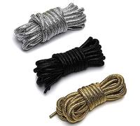 rismart Round Shoe laces Glitter 5mm Width suitable for Trainers Lengths from 70cm to 200cm, Three Colors x 3, 150cm