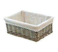 rismart Wicker Rattan Basket Snacks Breads Serving Storage Handmade Decorative Bowl Grey