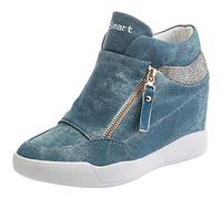 rismart Women's Wedge Platform Bootie Stylish Trainers Shoes SN15018(Denim Blue,7 UK)
