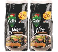 Riso Gallo Nero, Vegan Black Wholegrain Rice, 2 kg (Pack of 2)