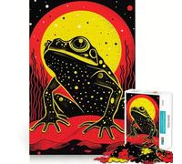 Riso Print Funky Frog 1000 Pieces Jigsaw Puzzles for Adults Fine Logic Toy Leisure Time Neat Edge Art Collectible (38x26cm)