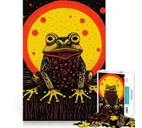 Riso Print Funky Frog 1000 Pieces Jigsaw Puzzles for Adults Fine Logic Toy Leisure Time Neat Edge Art Collectible (50x75cm)