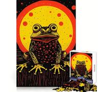Riso Print Funky Frog 1000 Pieces Jigsaw Puzzles for Adults Fine Logic Toy Leisure Time Neat Edge Art Collectible (50x75cm)