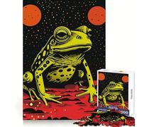 Riso Print Funky Frog Hard Jigsaw Puzzle for Adults 1000 Pieces Fine Logic Toy Calm Fun Neat Edge Thoughtful Gift (38x52cm)