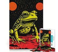 Riso Print Funky Frog Hard Jigsaw Puzzle for Adults 1000 Pieces Fine Logic Toy Calm Fun Neat Edge Thoughtful Gift (38x52cm)