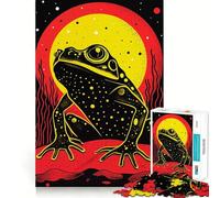 Riso Print Funky Frog Hard Jigsaw Puzzle for Adults 1000 Pieces Reason Skill Toy Family Time Tight Cut Art Collectible (38x52cm)