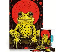 Riso Print Funky Frog Jigsaw Puzzle for Teenagers 1000 Pieces Recall Upgrade Soothing Fun Clear Cut Wall Art Decor (38x26cm)