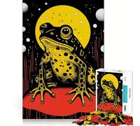 Riso Print Funky Frog Jigsaw Puzzles 1000 Piece for Adults Smart Reason Toy Casual Fun Smooth Edge Wall Art Decor (38x52cm)