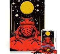 Riso Print Funky Frog Jigsaw Puzzles 1000 Piece for Adults Smart Reason Toy Casual Fun Smooth Edge Wall Art Decor (38x52cm)