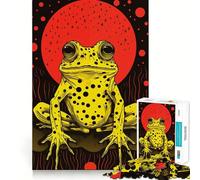 Riso Print Funky Frog Jigsaw Puzzles 1000 Piece for Teenagers Strong Logic Toy Mental Relax Clear Edge Stylish Gift (50x75cm)