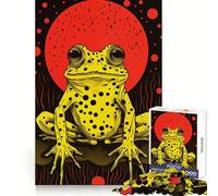 Riso Print Funky Frog Jigsaw Puzzles 1000 Piece for Teenagers Strong Logic Toy Mental Relax Clear Edge Stylish Gift (50x75cm)