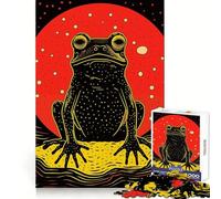 Riso Print Funky Frog Jigsaw Puzzles 1000 Pieces for Adults Strengthen Memory Group Joy Clean Edge Stylish Gift (38x52cm)